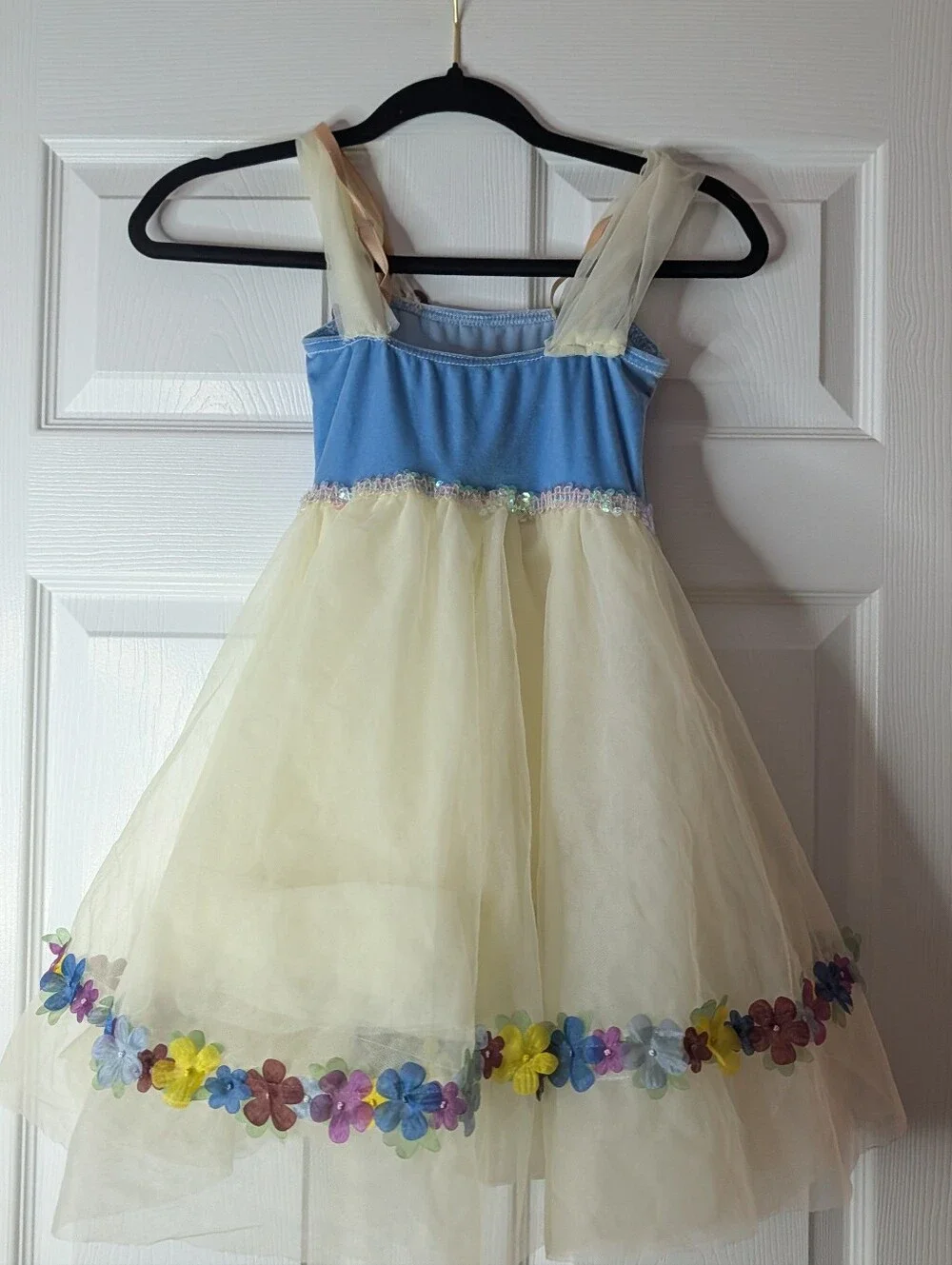 costume gallery girls medium fairy princess dress blue ivory floral tulle sequin